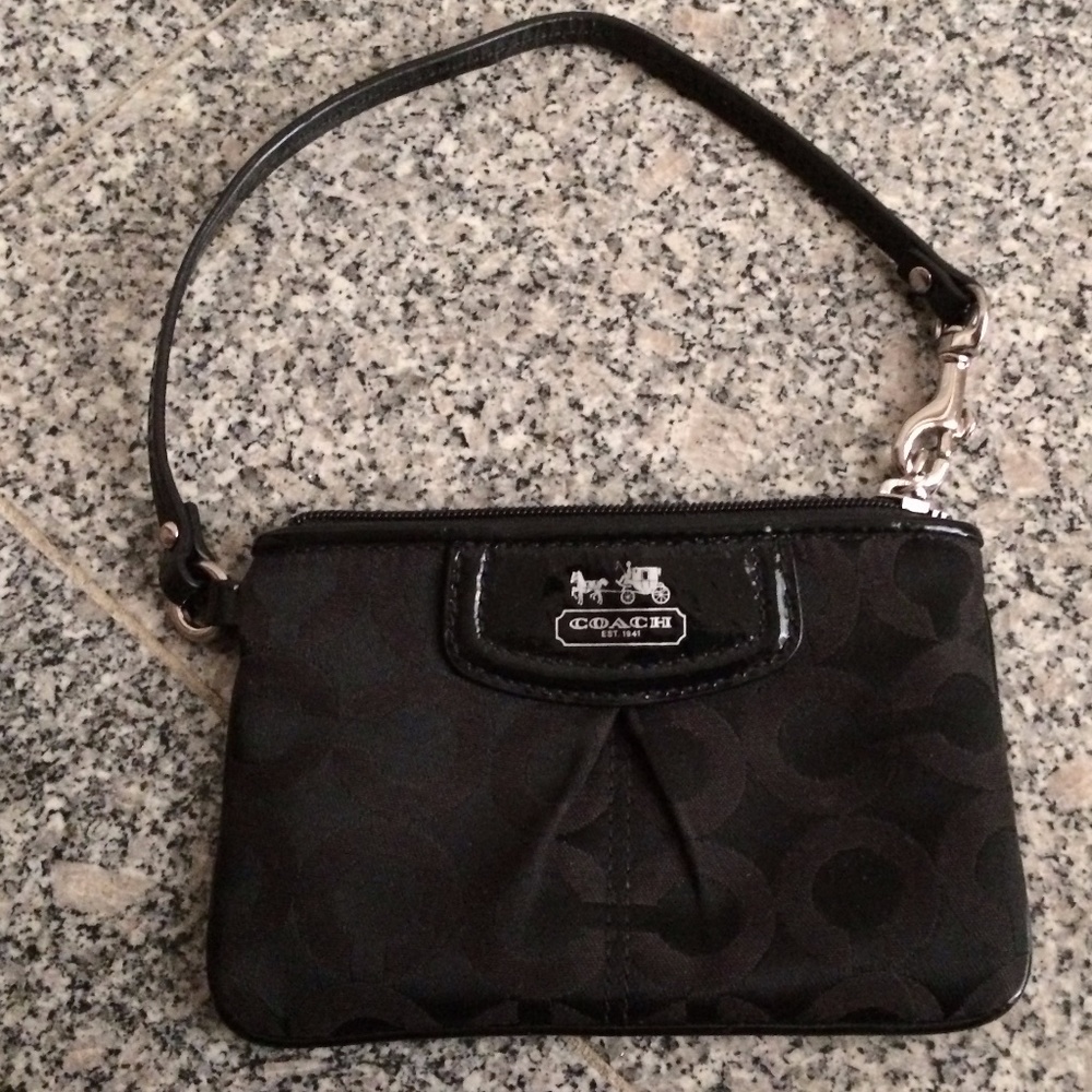 Signature "C" Black Canvas Wristlet